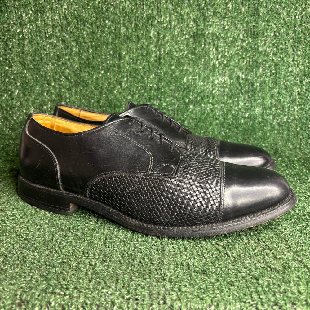 Allen Edmonds Lauderdale Woven Cap Toe Leather Oxfords Dress Shoes Black Men 10D